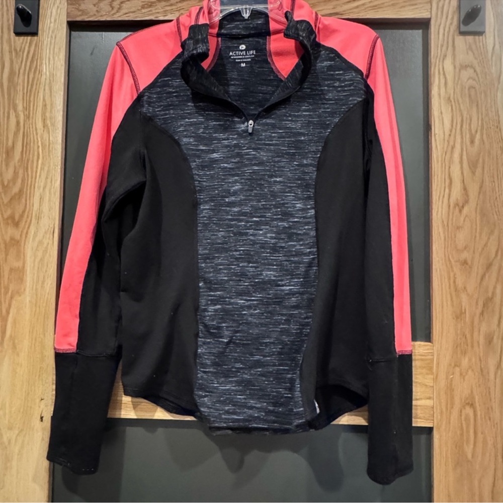 Active Life Black & Pink Quarter Zip Pullover Size M